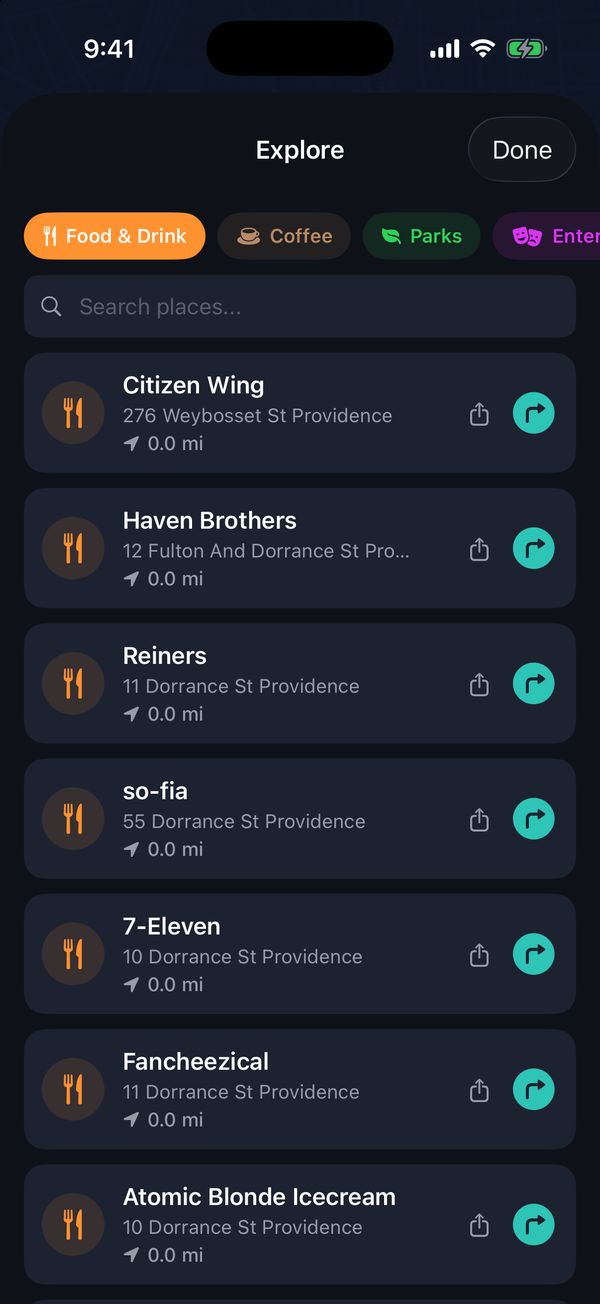 Explore nearby screen in Berth