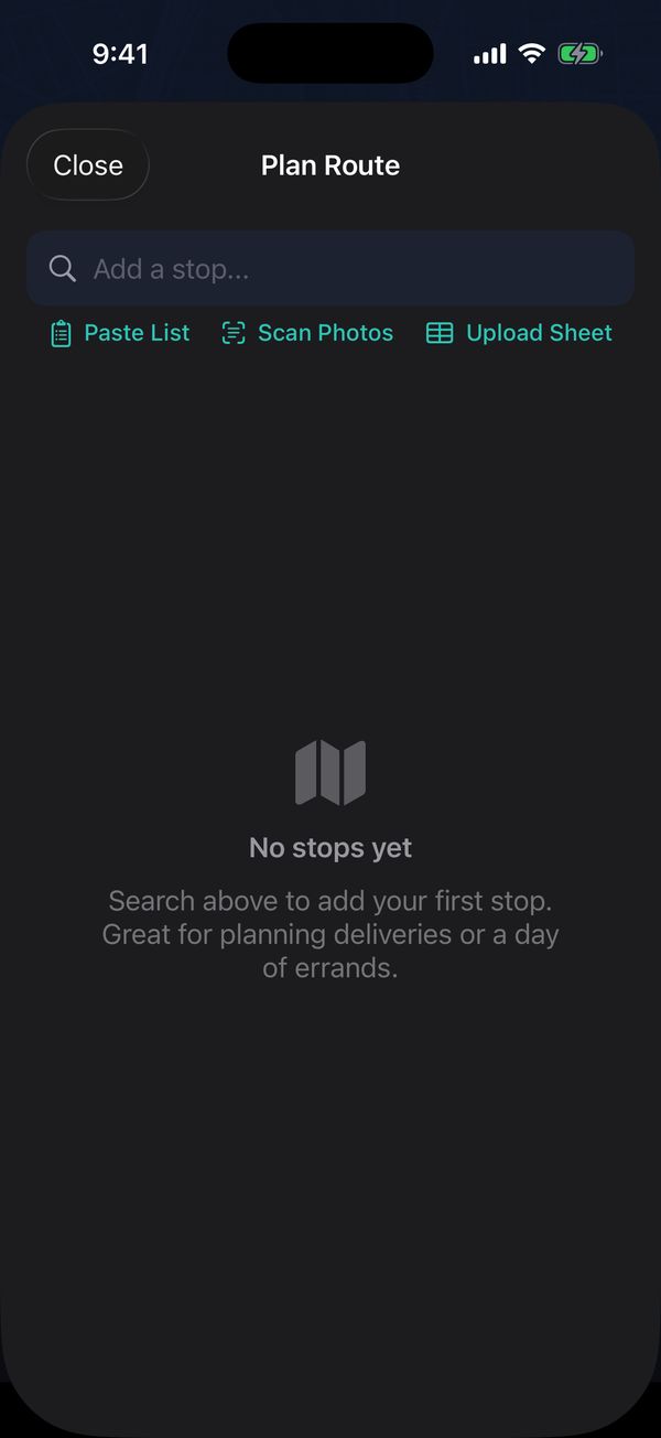 AI Route Optimizer: many stops, best order screen in Berth