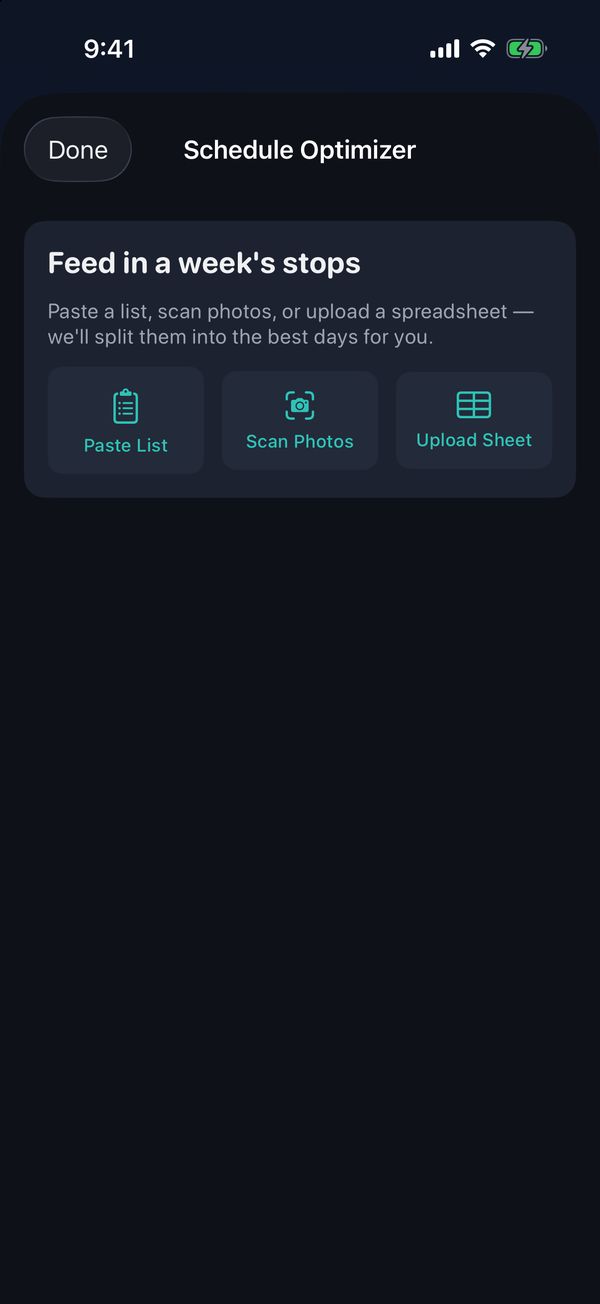 Schedule Optimizer: plan your week screen in Berth